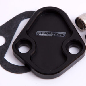 AEROFLOW BILLET FUEL PUMP BLOCK OFF SBFBLACK CHRY BBC SBF BBF