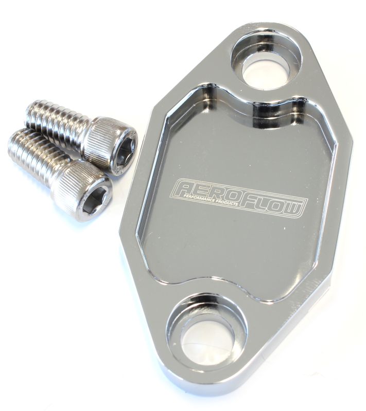 AEROFLOW BILLET FUEL PUMP BLOCK OFF PLATE CHROME SUITS HOLDEN 308