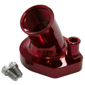 AEROFLOW FORD SB WINDSOR 45 DEG NON SWIVEL RED THERMOSTAT HOUSING SBF