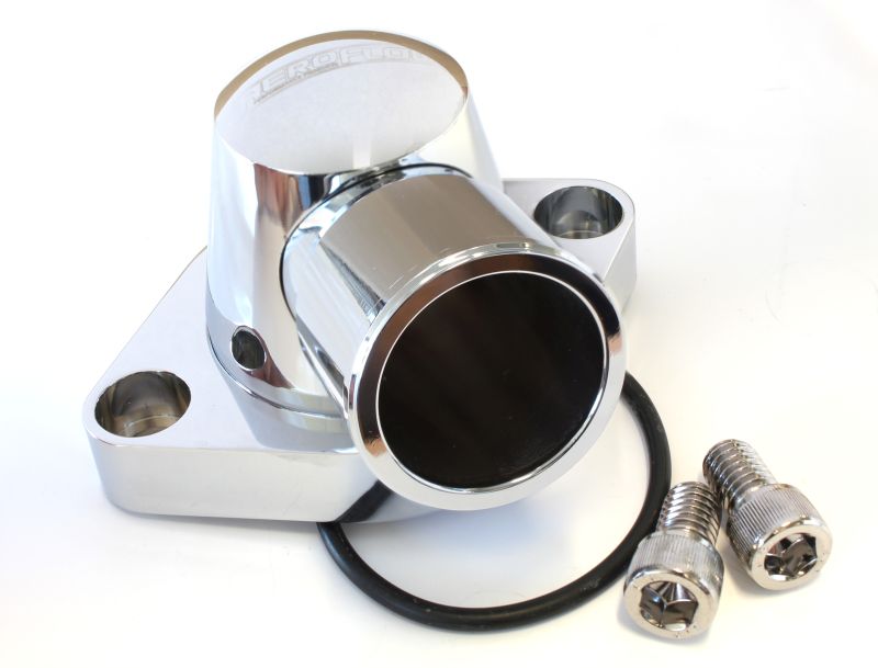 AEROFLOW BILLET THERMOSTAT HOUSING CHROME SWIVEL SBC BBC