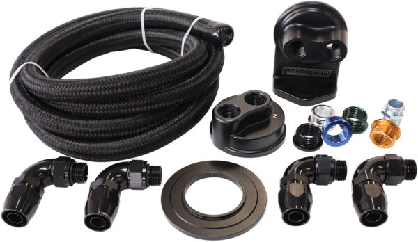 AEROFLOW Billet Oil Filter Remote MountKit Single Filter Kit -10 hoseAF 64-2042