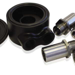 Aeroflow Billet Sandwich Adapter Black Universal -8 ORB Ports