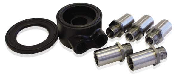 Aeroflow Billet Sandwich Adapter Black Universal -8 ORB Ports