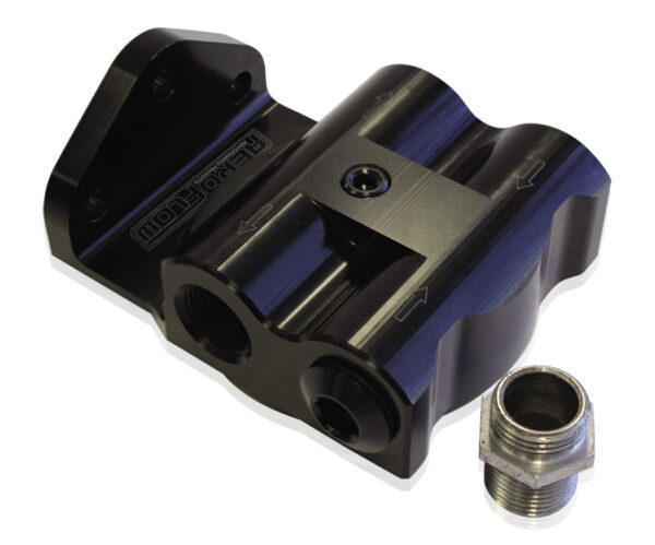 Aeroflow Billet Remote Oil Filter Mountblack, -8 ORB Female Ports