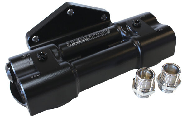 Aeroflow Billet Dual Filter Mount Black Suits 2 X 3/4"-16