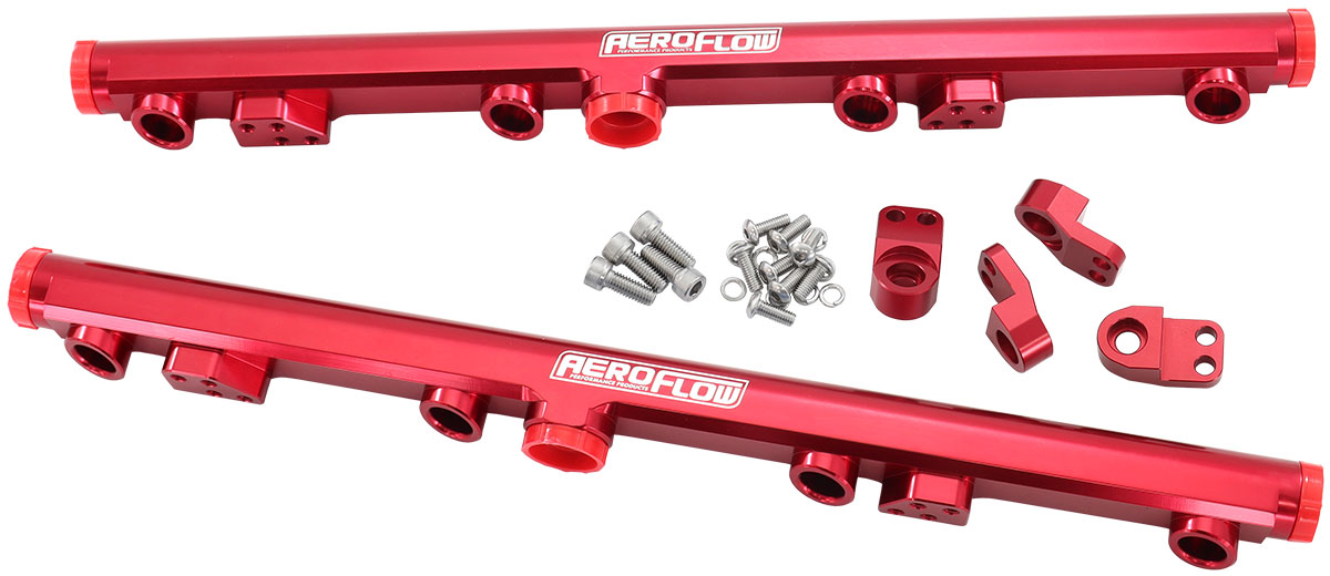 AEROFLOW GM LS1 LS2 LS3 FUEL RAIL RED LS6 L76 L99 -8ORB LS