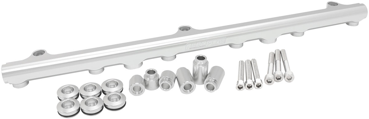 AEROFLOW FUEL RAIL KIT NISSAN RB25 SILVER -8ORB NON-NEO TOP FEED