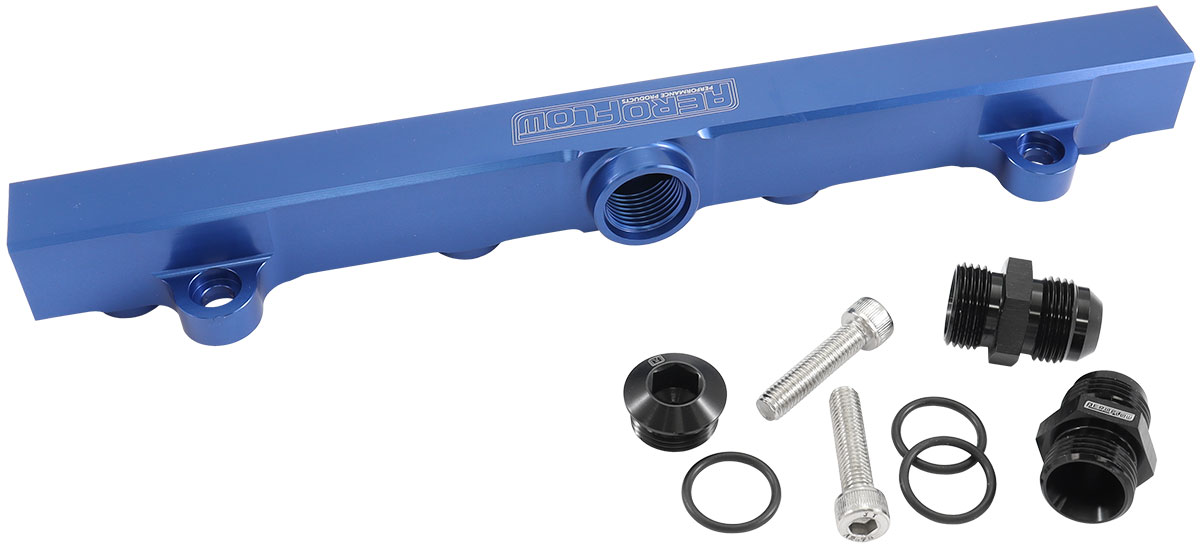 AEROFLOW MITSUBISHI 4G63 EVO 4 to 9 FUEL RAIL -10ORB BLUE