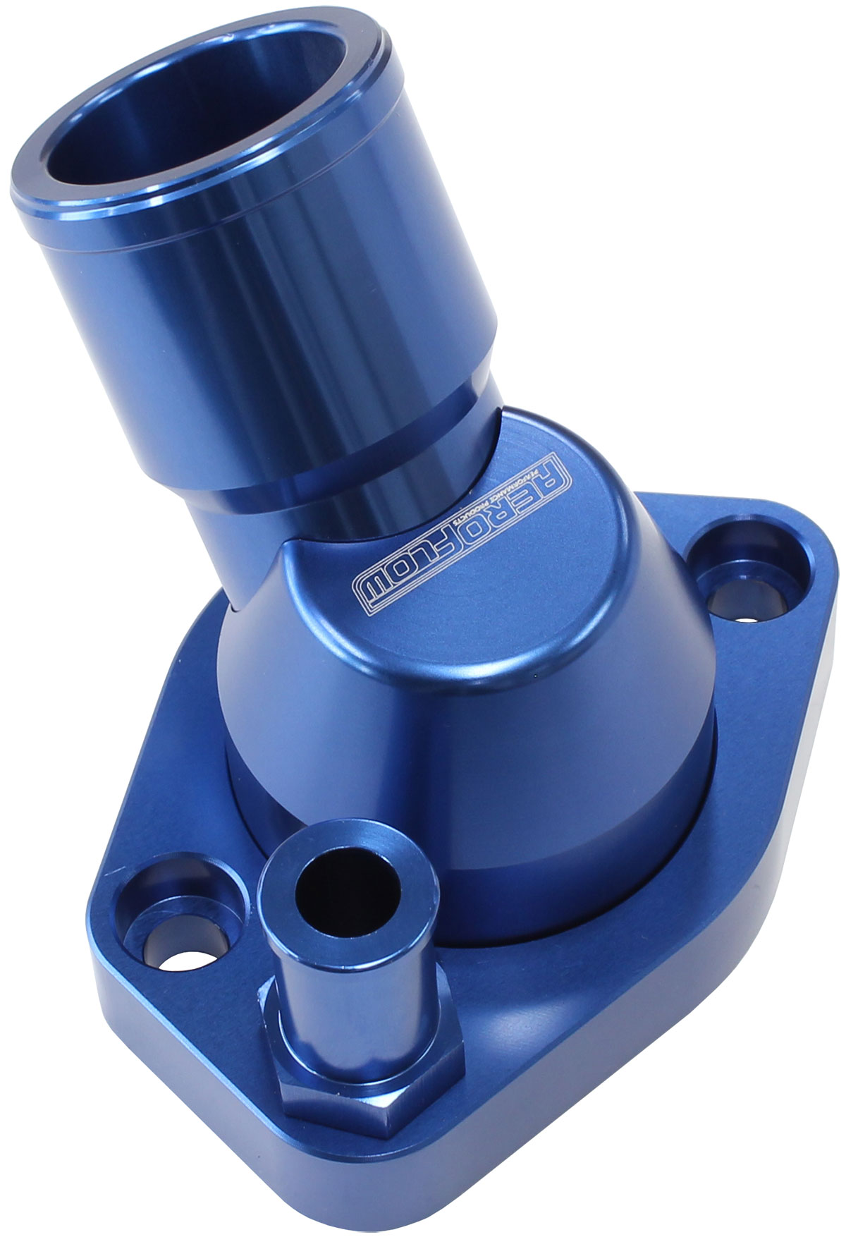 AEROFLOW FORD SB WINDSOR 45 DEG SWIVEL BLUE THERMOSTAT HOUSING SBF