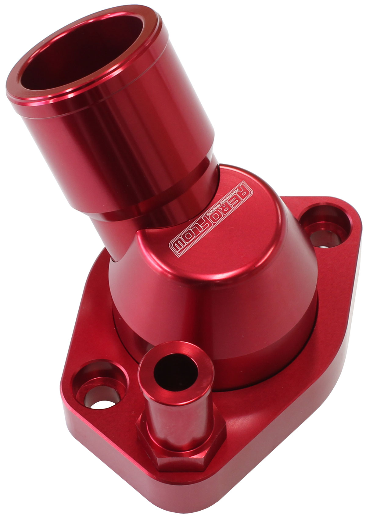 AEROFLOW FORD SB WINDSOR 45 DEG SWIVEL RED THERMOSTAT HOUSING SBF