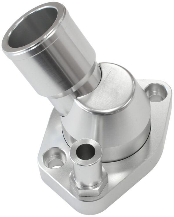 AEROFLOW FORD SB WINDSOR 45 DEG SWIVEL SILVER THERMOSTAT HOUSING SBF