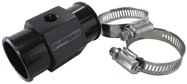 AEROFLOW 1-11/32" 34mm WATER TEMP HOSE ADAPTER w/ 1/8" NPT GAUGE PORT