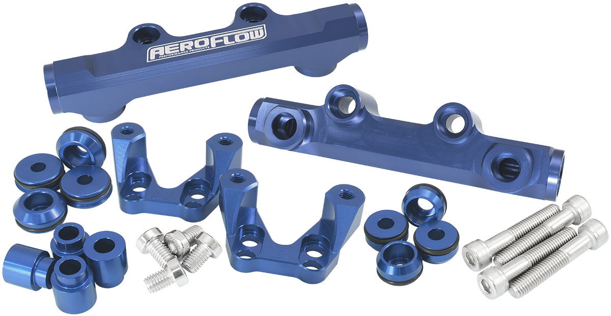 AEROFLOW SUBARU EJ20 CONVERSION FUEL RAIL TOP FEED BLUE 92-00 WRX