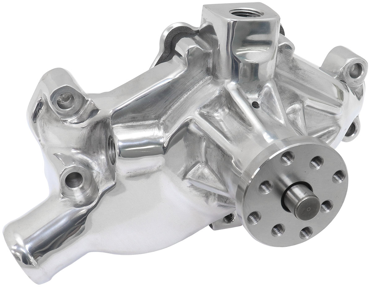 AEROFLOW SMALL BLOCK CHEV SHORT WATER PUMP POLISHED SBC