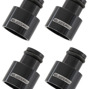 AEROFLOW INJECTOR ADAPTER SHORT 14MM TO11MM FUEL RAIL 4 PACK BLACK