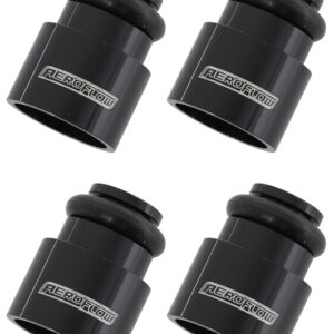 AEROFLOW INJECTOR ADAPTER SHORT 14MM TO14MM FUEL RAIL 4 PACK BLACK