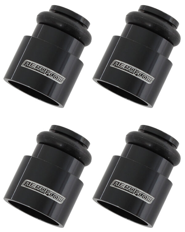 AEROFLOW INJECTOR ADAPTER SHORT 14MM TO14MM FUEL RAIL 4 PACK BLACK