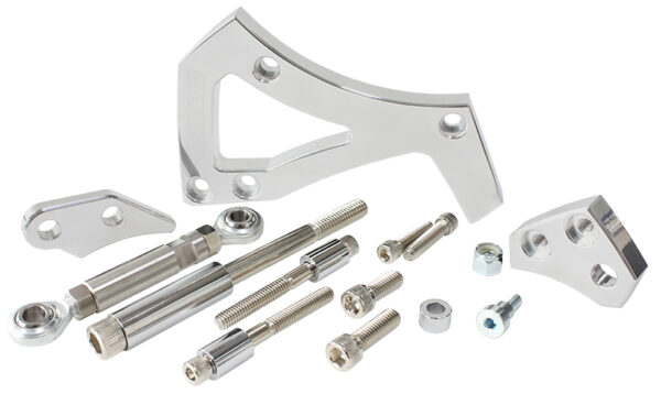 AEROFLOW FORD 351C CLEV BILLET POLISHEDALTERNATOR BRACKET D/SIDE MID MNT
