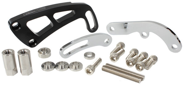 AEROFLOW BLACK SBC MIDMOUNT POWER STEERPUMP L/SIDE-LONG PUMP BRACKET