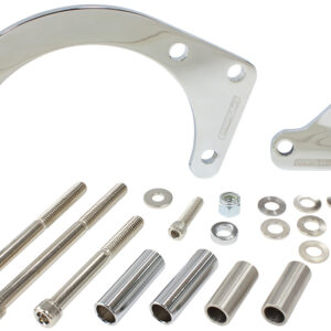AEROFLOW LOW MOUNT ALT BRACKET CHROME S/B CHEV WITH LONG WATER PUMP