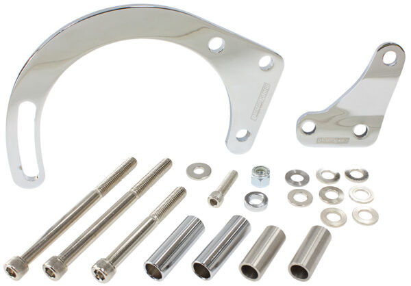 AEROFLOW LOW MOUNT ALT BRACKET CHROME S/B CHEV WITH LONG WATER PUMP