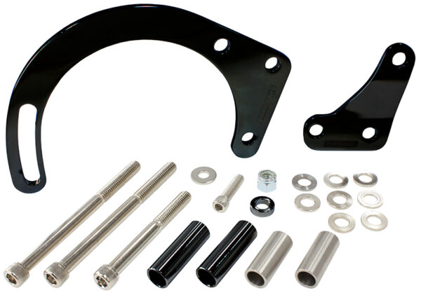 AEROFLOW LOW MOUNT ALT BRACKET BLACK S/B CHEV WITH LONG WATER PUMP