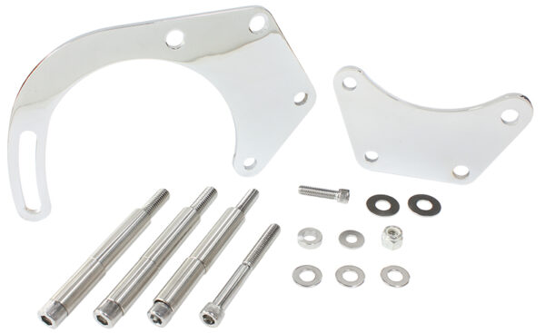 AEROFLOW LOW MOUNT ALT BRACKET CHROME B/B CHEV WITH LONG WATER PUMP