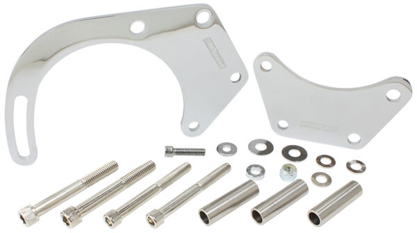 AEROFLOW LOW MOUNT ALT BRACKET CHROME B/B CHEV WITH SHORT WATER PUMP