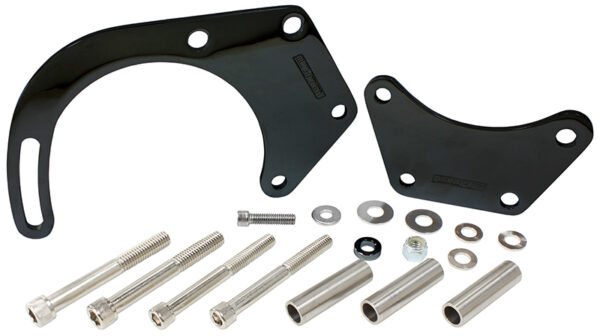 AEROFLOW LOW MOUNT ALT BRACKET BLACK B/B CHEV WITH SHORT WATER PUMP