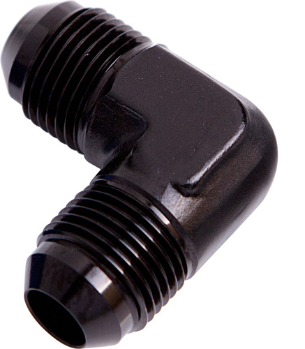 Aeroflow Male Flare Union 90 Deg -6AN Black Male To Male 90 Deg