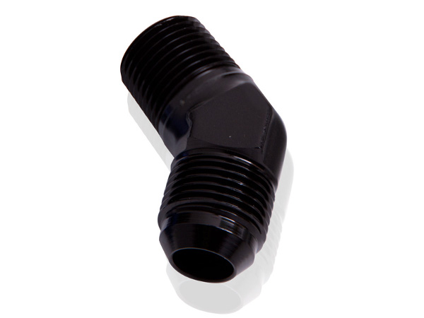 Aeroflow Male 45 Deg 1" NPT To -20AN Black Male NPT To AN 45 Deg