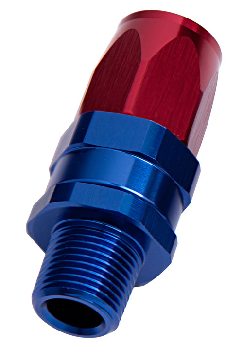 Aeroflow Male 3/8" NPT Straight To -8ANblue Full Swivel Straight
