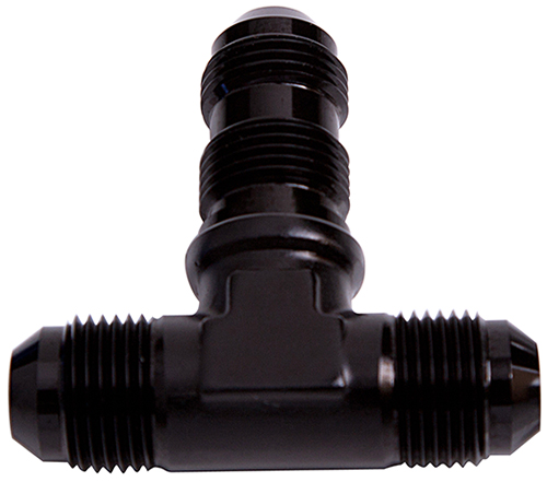 Aeroflow Bulkhead Tee -4AN Black Bulkhead On Side