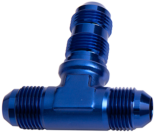 Aeroflow Bulkhead Tee -8AN Blue Bulkhead On Side