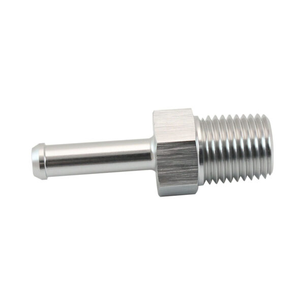 Aeroflow Straight Male 1/4" Barb to 1/4" NPT Adapter, Silver