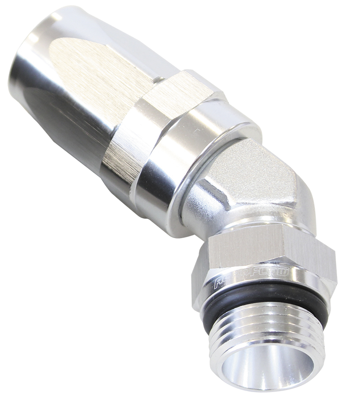 Aeroflow 45 Deg -10 Hose To Male -8 Thread Silver