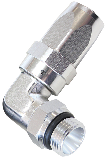 Aeroflow 90 Deg -10 Hose To Male -12 Thread Silver