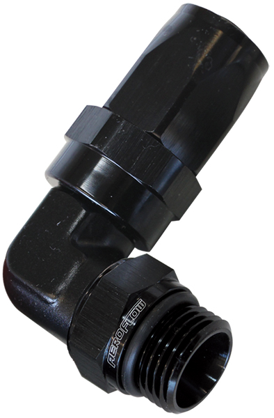 Aeroflow 90 Deg -16 ORB To -12AN Hose Black Swivel