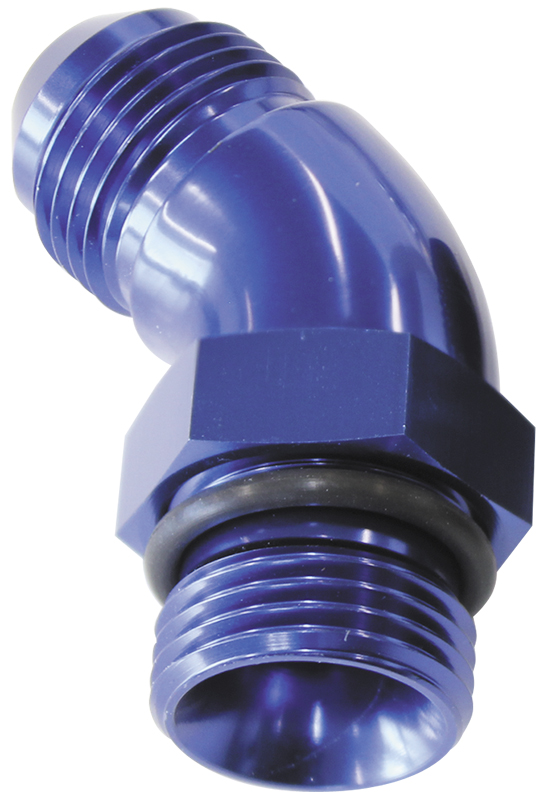 Aeroflow 45 Deg -16ORB To -16AN Completwith Jam Nut And O-Ring Blue