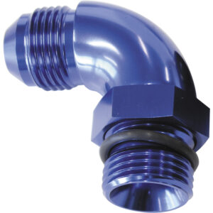 Aeroflow 90 Deg -8ORB To -8AN Complete With Jam Nut And O-Ring Blue