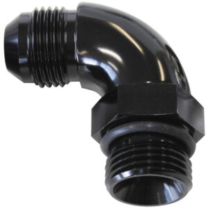 Aeroflow 90 Deg -8ORB To -8AN Complete With Jam Nut And O-Ring Black