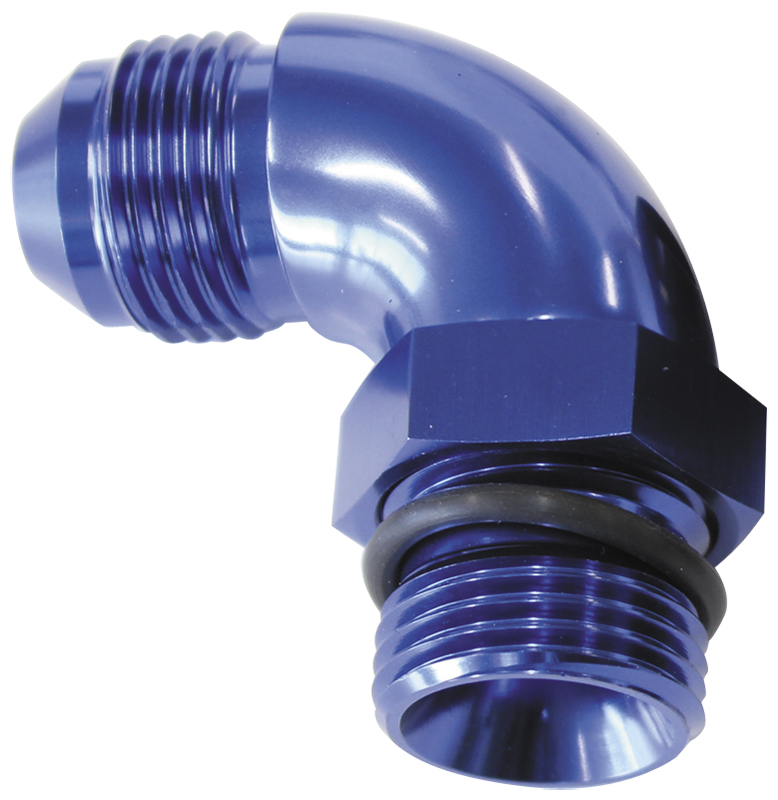 Aeroflow 90 Deg -20ORB To -16AN Completwith Jam Nut And O-Ring Blue