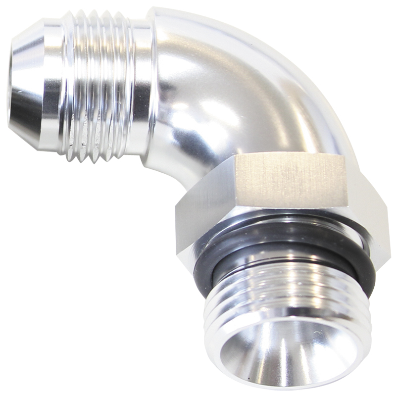 Aeroflow 90 Deg -20ORB To -16AN Completwith Jam Nut And O-Ring Silver