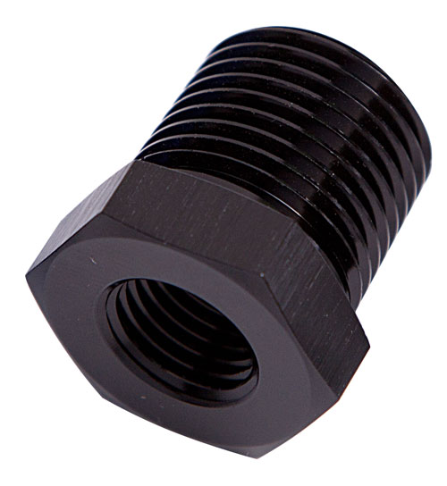 Aeroflow NPT Pipe Reducer, Black 1" NPT Male, 3/8" NPT Female