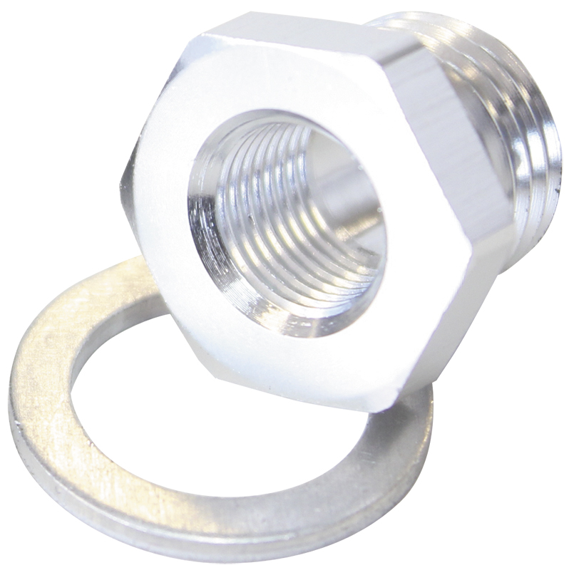 Aeroflow M12X1.5 Pipe Reducer To F/Male1/8" NPT Silver LS Temp Adapt