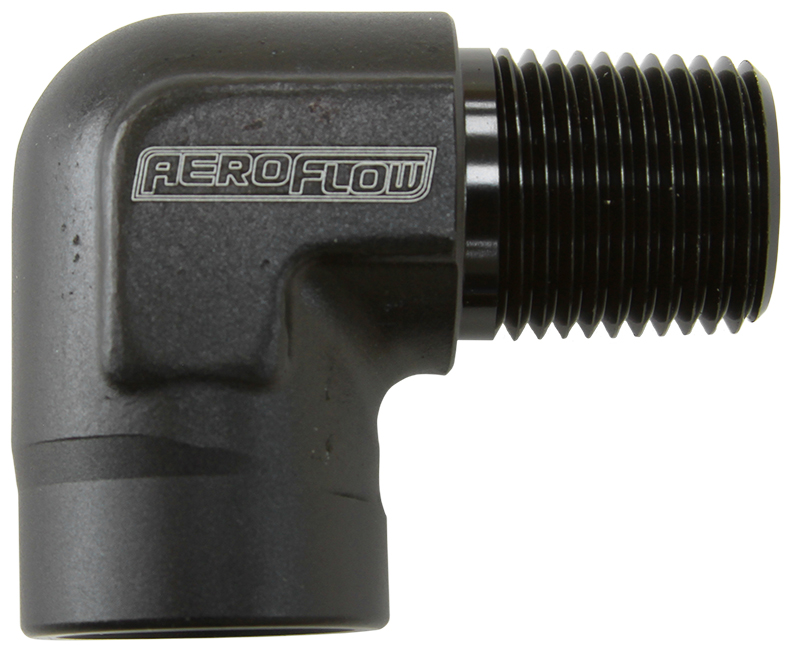 Aeroflow 90 Deg Female - Male Elbow 1/8 NPT Black