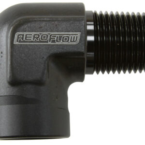 Aeroflow 90 Deg Female - Male Elbow 1/4 NPT Black
