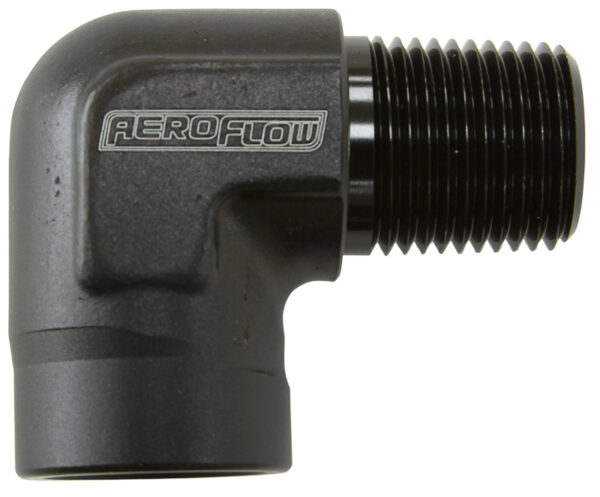 Aeroflow 90 Deg Female - Male Elbow 3/8 NPT Black