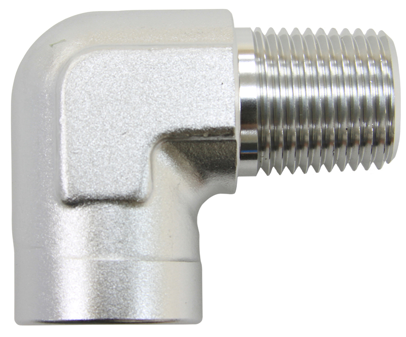 Aeroflow 90 Deg Female - Male Elbow 1/2 NPT Silver