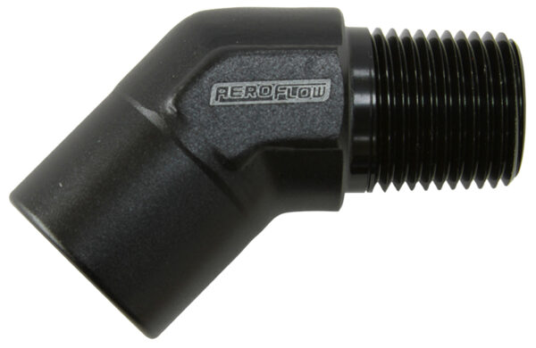 Aeroflow 45 Deg Female - Male Elbow 3/8 NPT Black